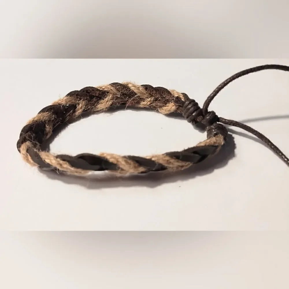 Men's bracelet braided rope‎ new brown new d21